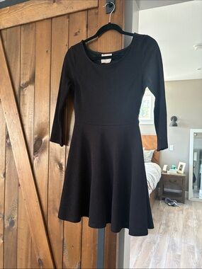 Alythea Black Long-Sleeve Fit & Flare Dress